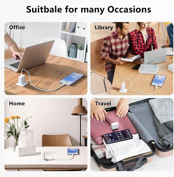 3pack Type C Charger 6FT Cable Fast Charging for iPhone 17/16/15,USB C Chargers Block 25W Super Fast for Samsung Galaxy S25/S24 S23 S22 S21/iPhone Air/17/17 Pro Max/iPhone 16/16 Pro Max/15 Pro Max