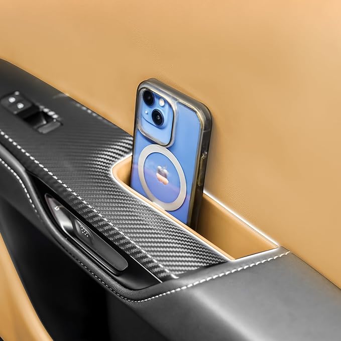 4PCS Car Door Organizer Tray for RX 2023 2024 2025 Front & Rear Door Pocket Inner Organizer Trays TPE for RX Hybrid RX 350h 500h F Sport Premium+ Luxury F Sport Accessories Brown