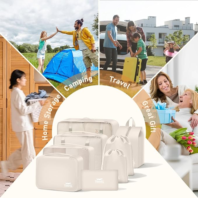 8 Set Packing Cubes for Travel Suitcase Organizer Bags Luggage Packing Cubes Set Travel Essentials Accessories Gifts for Women