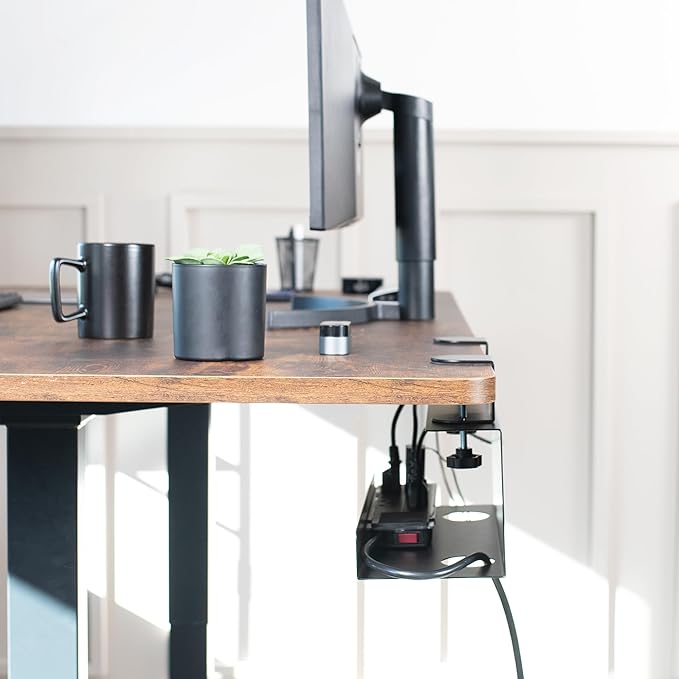 VIVO No Drill Clamp-on 17 inch Power Strip Cable Management Tray, Under Standing Desk Steel Cord Organizer, Black, DESK-CM6L-B