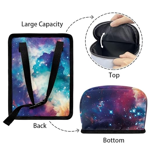 Biyejit Galaxy Clouds Car Trash Can with Lid Hanging Car Trash Bag Leak-Proof Portable Car Garbage Bin Car Accessories Interior Car Organizer Case