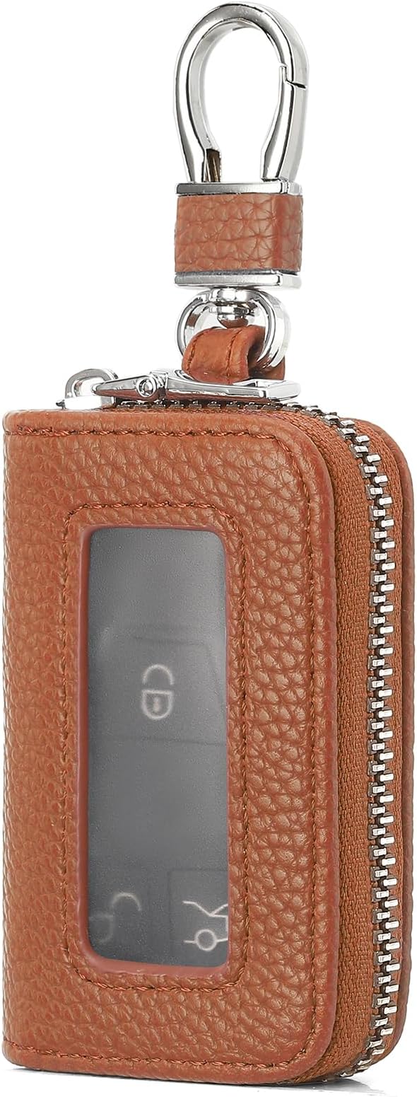 SENDEFN Universal Car Key Fob Case Leather Smart Remote Keychain Protector Holder