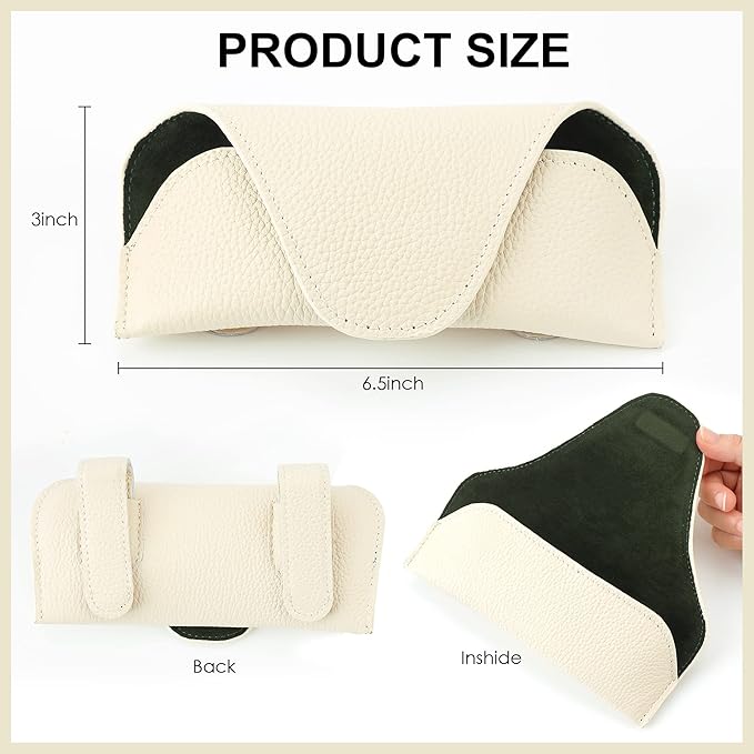 Magnetic Sunglass Holder for Car Visor Clip, Leather Car Glasses Holder, Visor Accessories Eyeglasses Holder Glasses Storage Case (02-Beige)