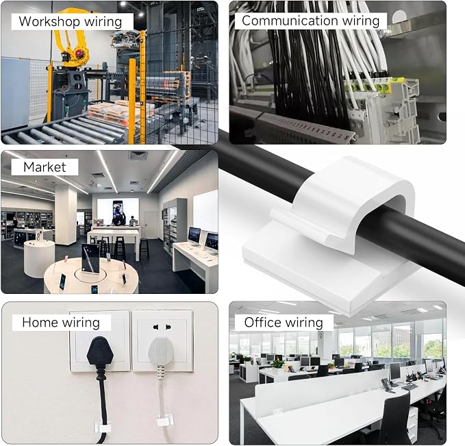 5/8 in Adhesive Cable Clips, 120pcs Outdoor Light Clips, Cord Clips, Sturdy Wire Clips, Finisher Wire Clamp for Home, Car, Office Wire Management Clips (White, 5/8"-120PCS)