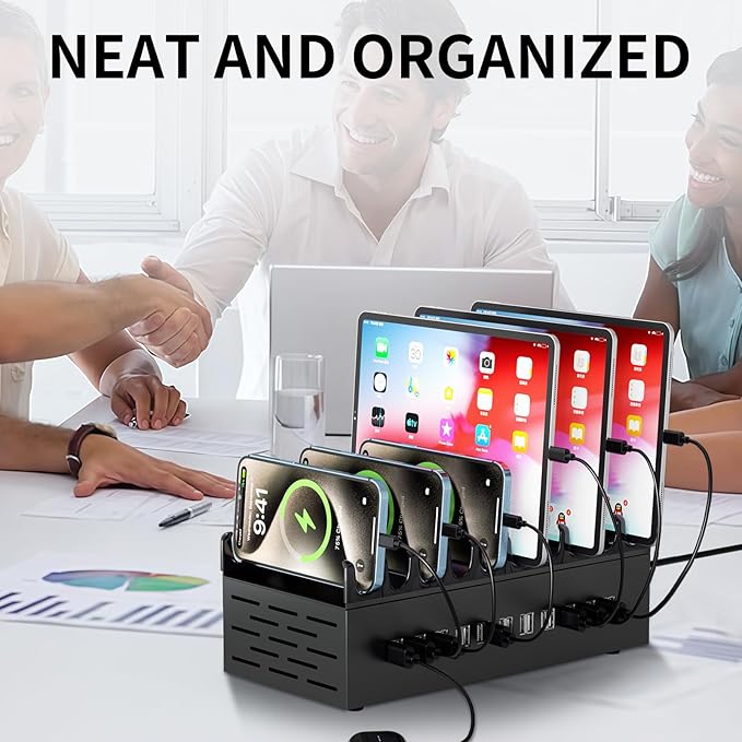 300W USB Charging Station, 22-Port Desktop Fast Charger Station for Multiple Devices, Organizer Charging Dock with Intelligent Protection for iPhone, iPad, Tablets and More