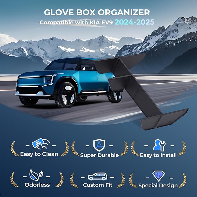Glove Box Organizer for KIA EV9 2025 2024 (Not for 2026+), Interior Accessories Glove Box Compartment Insert Storage Dividers for 2024-2025 EV9, Black
