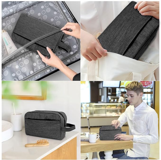 Travel Toiletry Bag - Durable Waterproof Material with Multi-Compartment Organization, Compact Size, Lightweight Portable Hanging Dopp Kit for Toiletries & Travel Accessories (black)