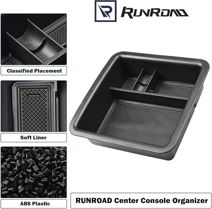 RUNROAD Center Console Organizer Compatible with FJ Cruiser (2007-2021) Accessories, Insert Armrest Box ABS Secondary Storage Tray Coin Container, Black
