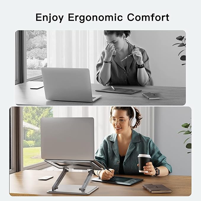 Laptop Stand with 360 Rotating Base, Adjustable Height Up to 10",Ergonomic Aluminum Laptop Riser Holder Computer Stand for Laptop 10 14 15 17 Inches/All MacBook Air Pro