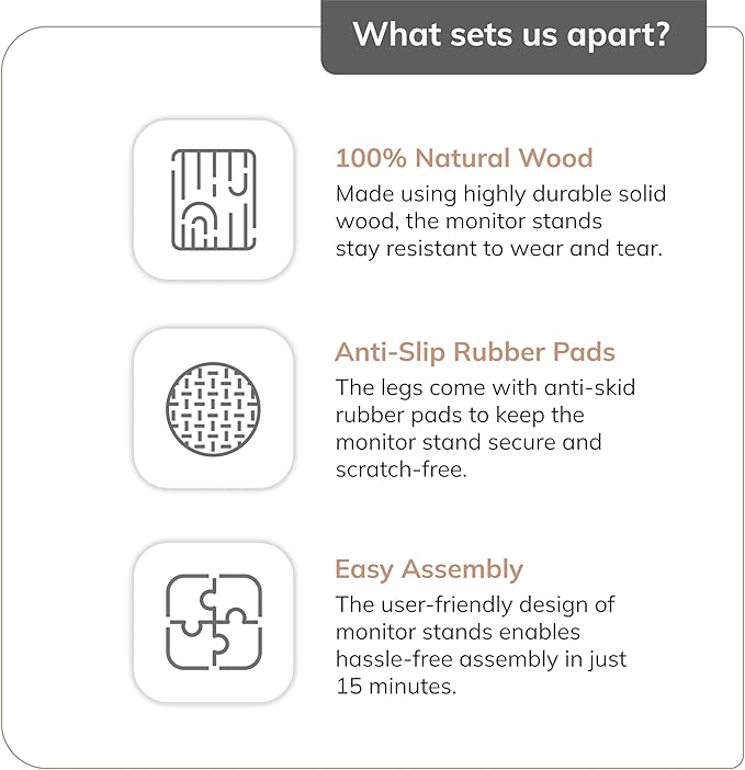 Anji Mountain Monitor Stand - Desktop Organizer & Laptop Riser, Ergonomic Monitor Riser, Space-Saving Monitor Stand for Desk, Durable Construction, Easy Assembly, Ideal for Home & Office,Black