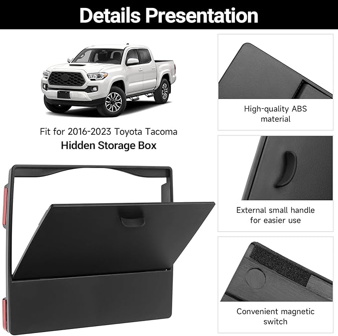 YOJOJOCO 2PCS Center Console Organizer Compatible with Toyota 2016-2020 2021 2022 2023 Tacoma Accessories ABS Material Armrest Hidden Storage Box
