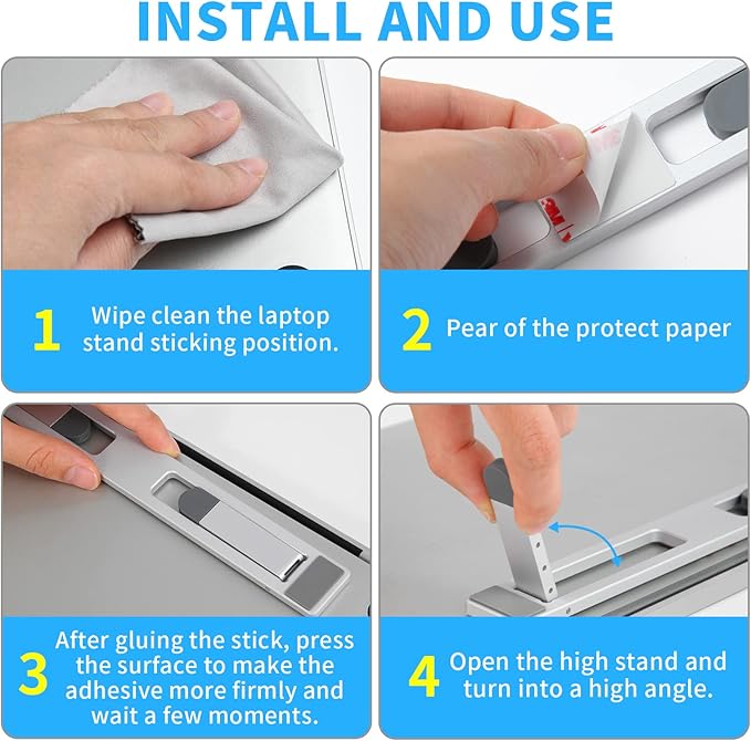 Riser for Desk,Pop up Laptop Stand,Adjustable Height Self-Adhesive Portable Laptop Stand with Feet, Extend Leg,Foldable Computer Stand for 10??17??Models MacBook Air, Keyboard etc.