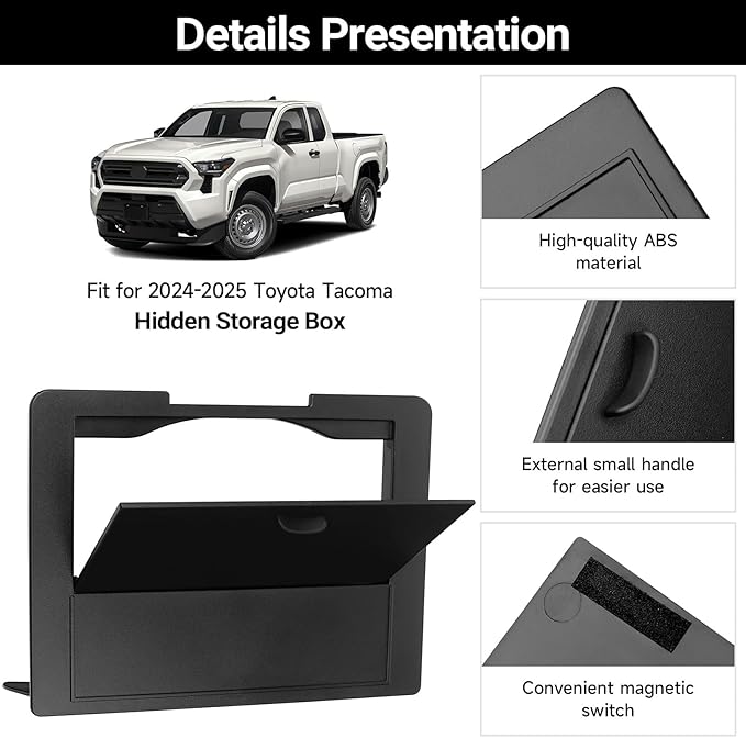 YOJOJOCO 2PCS Center Console Organizer Compatible with Toyota Tacoma 2024 2025 2026 Accessories Armrest Hidden Secondary Storage Box Handrail Platform Storage