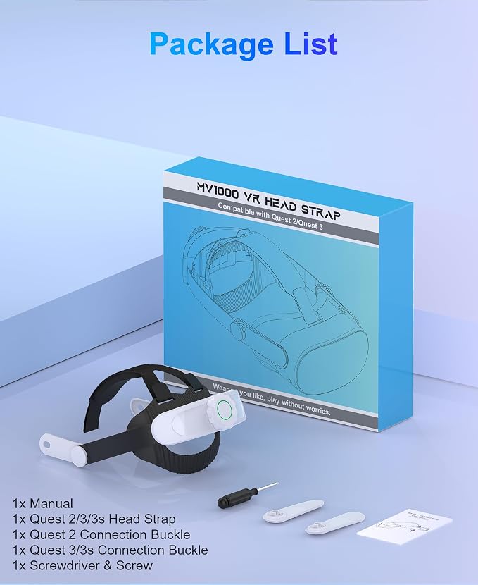 Headstrap for Quest 3 / Quest 3S/ Quest 2 Comfort Head Strap Adjustable VR Strap Reduce Pressure & Lightweight VR Elite Strap Replacement Accessories for Oculus 3 3S 2