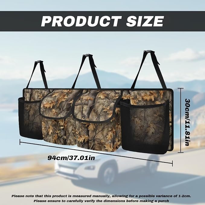 Dead Branch Trunk Hanging Organizer, Backseat Bag, Car Interior Accessories with 2 Pockets & 2 Mesh Pouches for Groceries, Will Provide More Storage Trunk Space for SUV, Jeep, MPVs