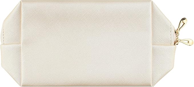 Small Makeup Bag Portable Cosmetic Bag for Women Makeup Pouch Waterproof Toiletry Bag for Travel (Beige, Normal)