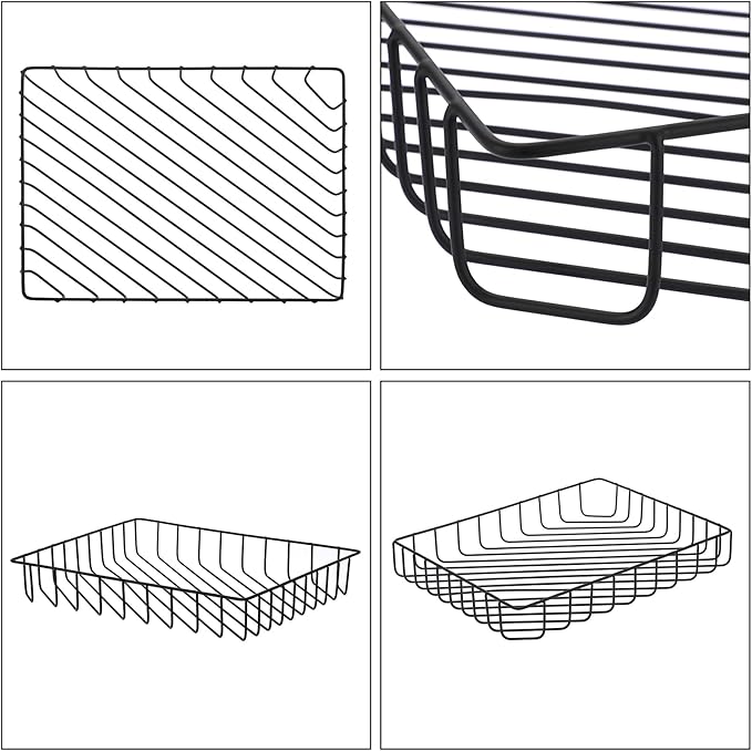 BTSKY Multipurpose A4 File Tray Wire Desk Organizer - Elegant Letter Size Documents Storage Basket for Office, Cosmetics, Bathroom (Black)