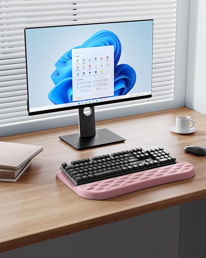 Laborio Keyboard Wrist Rest Stand for Desktop, 2 Angle Ergonomic Computer Keyboard Holder Stand, Key Board Riser with Wrist Support, Arm Rest for Office, Home, Desk(Pink)