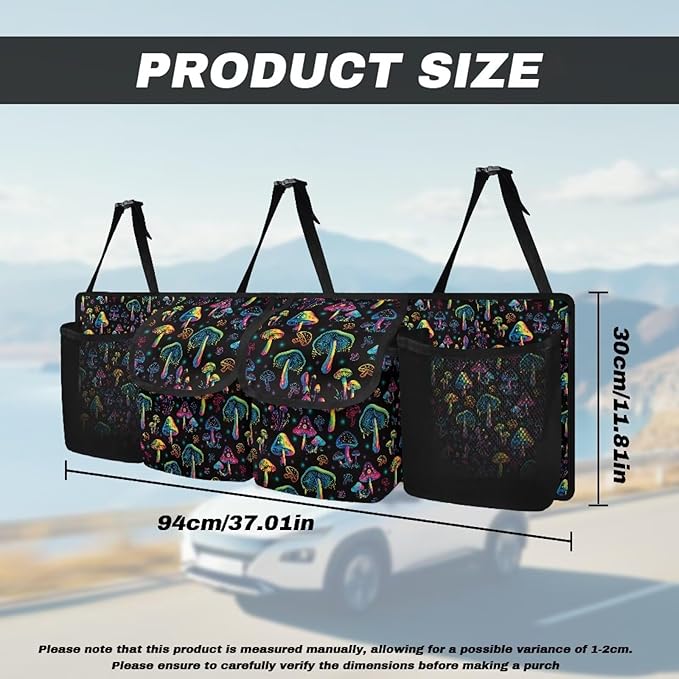 Mushroom Car Trunk Organizer,Capacity Car Organizer SUV, Hanging Car Storage Organizer with Lids,Space Saving for SUVs,Trucks,Van,Car Interior Accessories(Black)
