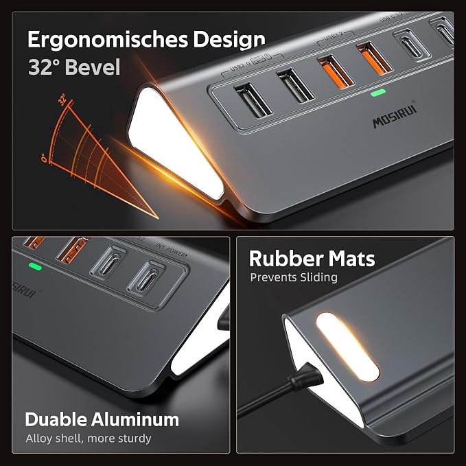 USB C Hub Ethernet,10-in-1 USB C Docking Station with 4K@60Hz HDMI,1Gbps Ethernet, PD 100W,Type C & 2 USB A 3.2 10Gbps, 2 USB A 2.0, SD/TF, Aluminum USB Hub for Laptop,PC, iPhone 17/16,Mac