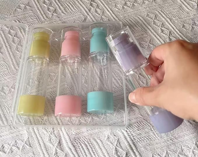 3Pcs 1oz/30ml Airless Lotion Pump Bottles with 1 Fine Mist Tiny Spray Bottle Leak Proof Travel Kit Cosmetic Containers Travel Size Toiletries Bottles for Lotion Toner Gel Foundation