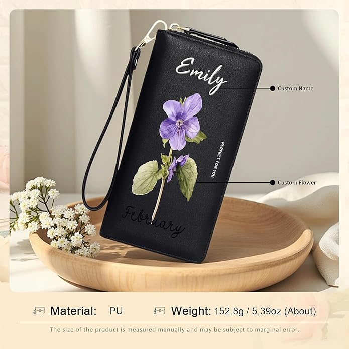 GEEAD Custom Design Wristlet Wallets for Women PU Leather RFID Blocking Wallet
