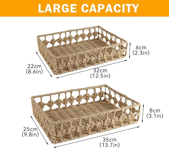 2 Pack File Folders Organizer,Woven Storage Basket for Folders,Mail,Letter,Office Supplies Desk Accessories for Women,Paper Letter Tray Desk Organizer,Stackable File Storage Desktop Organizer
