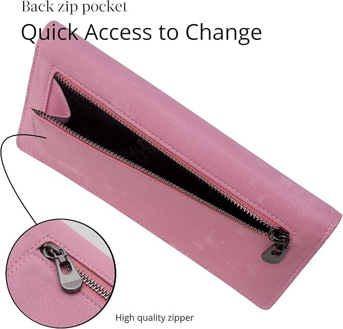 Bveyzi Ultra Slim Thin Leather RFID Blocking Credit Card Holder Bifold Clutch Wallets for Women