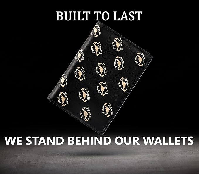 Stealth Mode Men's Slim Front Pocket Wallet - RFID Blocking, Thin Minimalist Design, Genuine Leather - ID Badge Window and 5 Sleeves for Money, Credit Cards, Driver License (Black/White)