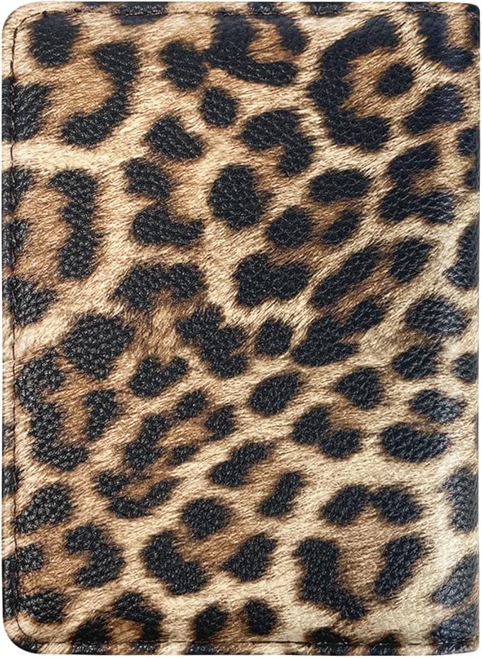 Women's Leopard Print Passport Holder Cover with RFID Protection, 4 Card Slots, 1 Cash Holder, 1 Boarding Pass Holder