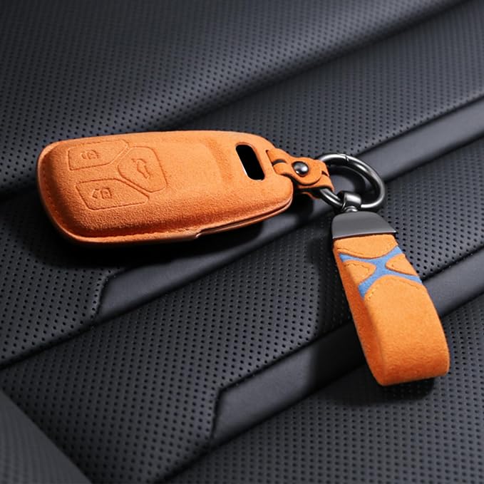 BETTERHUMZ Leather Suede Car Keychain,Key Chain Clip for Alcantara, Anti-Lost D-Ring for Men and Women Car Accessories