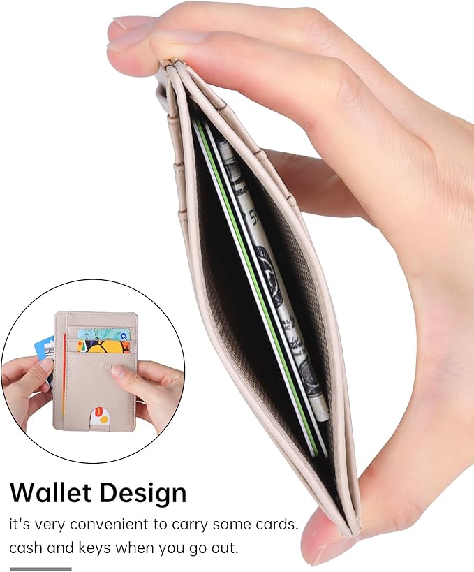 Teskyer Slim Wallet for Men, Minimalist Front Pocket RFID Blocking Leather Wallet Credit Card Holder for Men & Women