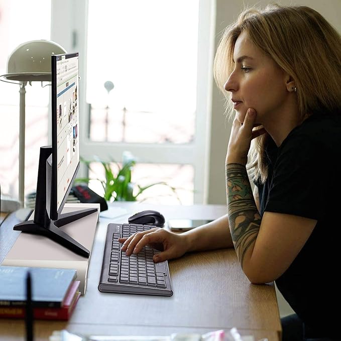 PG Silver Monitor Stand Riser with 4-Port USB Charging ports, Convenient keyboard organiser,Desktop Organizer for Computer, Laptop, TV, Printer - Ergonomic Keyboard Tray & Storage Shelf.