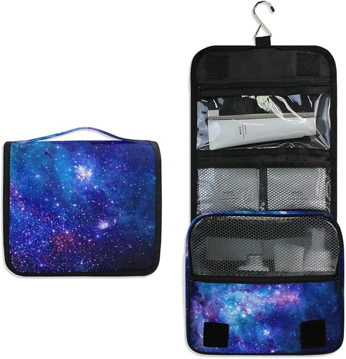 senya Hanging Travel Toiletry Bag Kit Makeup Case Cosmetics Organizer for Men Women (Nebula Gas Cloud Deep Outer Space)