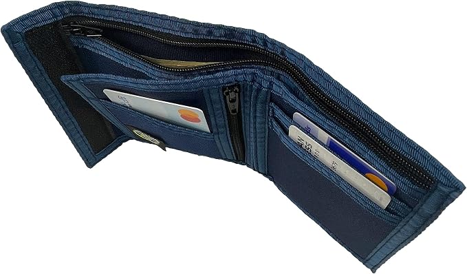 Sprocket Nylon Bifold Wallet with Zippered Pockets (Navy)