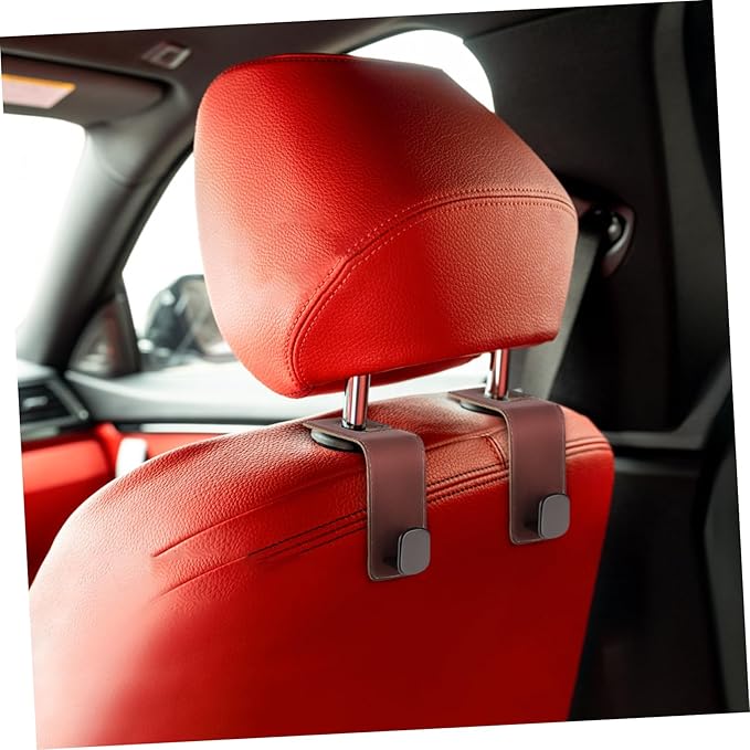 SOLUSTRE 2pcs Heavy-duty Metal Car Hooks for Headrest Purse Hanger Car Interior Accessories Easy Setup Stylish Organizer