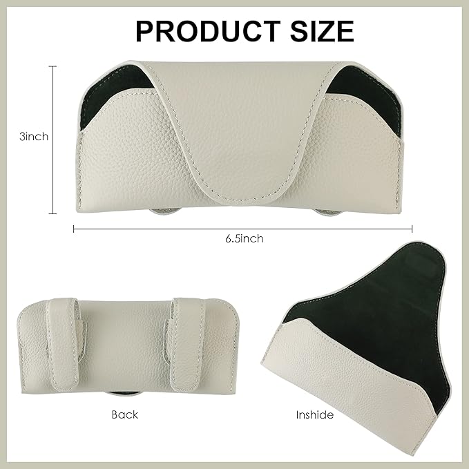Magnetic Sunglass Holder for Car Visor Clip, Leather Car Glasses Holder, Visor Accessories Eyeglasses Holder Glasses Storage Case (02-Grey)