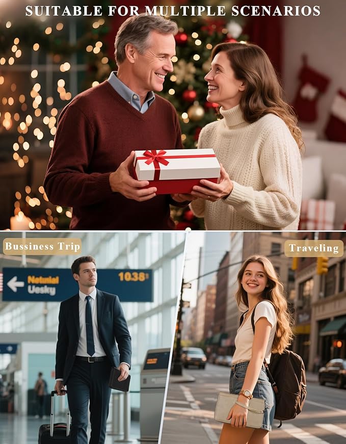 Family Passport Holder Wallet RFID Travel Document Organizer for Women Men, Portable Case Cover for Cards, Boarding Pass with Wrist/Neck Strap, Airtag Pocket, Travel Essentials Gifts -Light Brown, 1pc