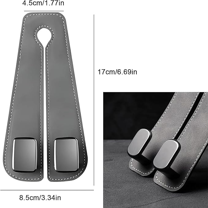 Car Purse Hooks, Car Hooks for Headrest, Leather Metal Car Hangers for Seat Double Hook, Multi-Functional Car Headrest Hook for Purses, Handbags