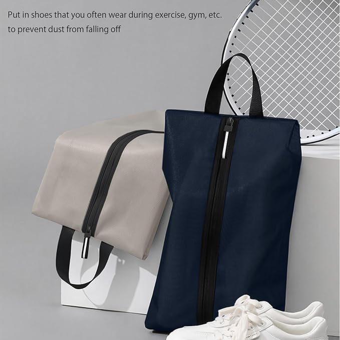 Shoe Bag for Travel, Waterproof Extra Large Shoe Storage Organizer with Handle, Multi-Functional Odor-Resistant Shoe Pouch for Gym, Soccer, Golf, Tennis Soccer Cleats Bag 16.5 x 9.8 Inches (Dark Blue)
