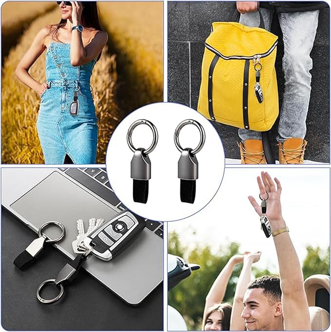 Car Key Chain Clip Leather Keychain Key Fob, Key Chain Rings for Car Keys Key Holder with Zinc Alloy Buckle for Men