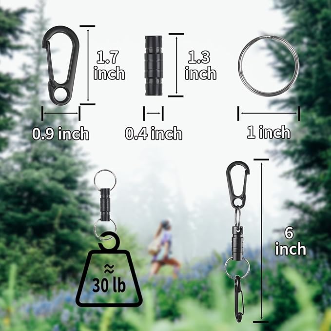 Quick Release Keychain Clip with Double Clips - Detachable Black Key Ring for Home, Car & Outdoor Use