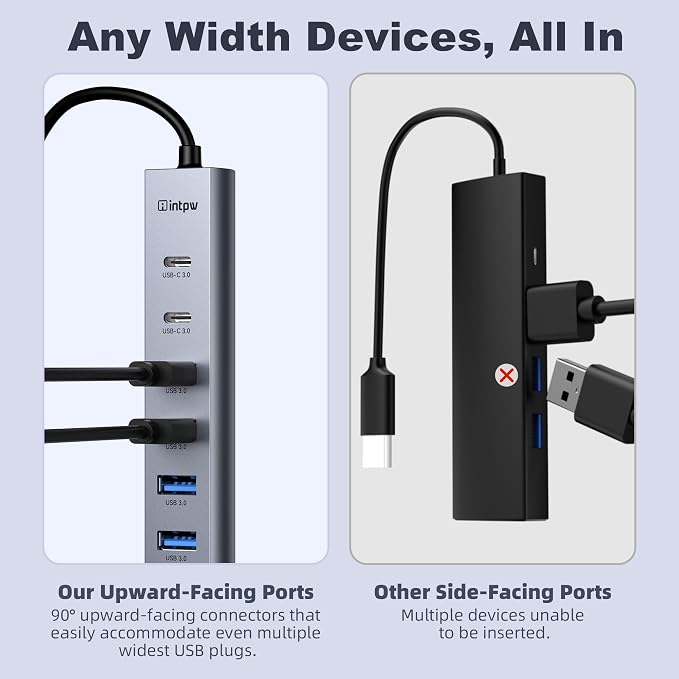 intpw USB C Hub, 8-in-1 Multiport Adapter with 4K@60Hz HDMI, 4 USB 3.0 5Gbps Ports, 2 USB-C Ports, Aluminum Type C Hub for MacBook Pro/Air, iPad, Laptop, PC