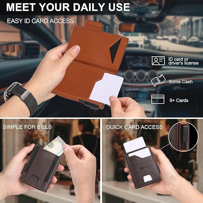 Minimalist Wallets For Men - Slim RFID Wallet I Scratch Resistant-business card holder -Credit Card Holder & Money Clip, Easily Removable Money & Cards - Mens Wallets