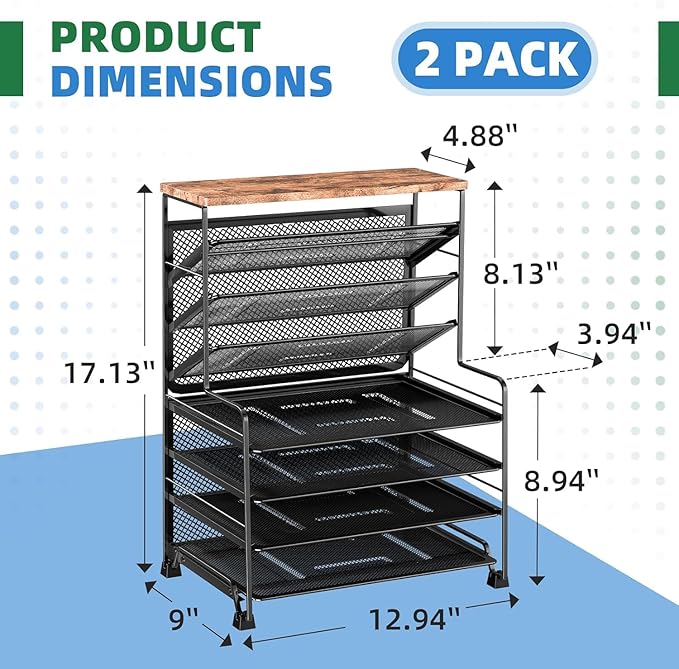 Simple Trending 7 Tier File Organizer and Office Desk Accessories for Office, Home or School, Black