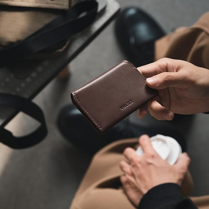 VULKIT Slim Minimalist Card Holder RFID Blocking Leather Credit Card Holder Front Pocket Wallet Magnetic Closure