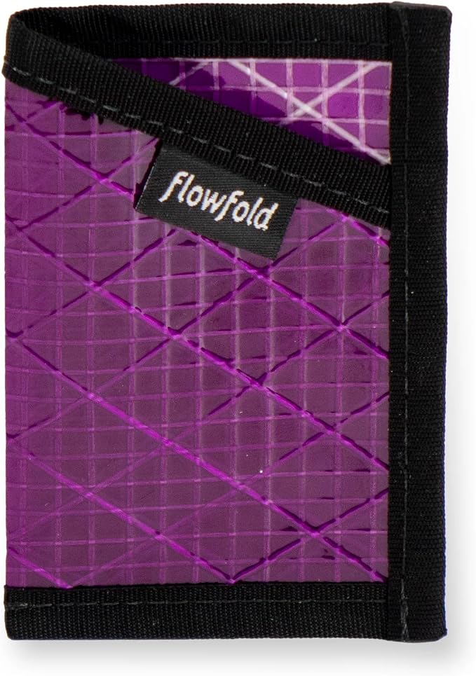 Flowfold Recycled Sailcloth Minimalist Card Holder Wallet | Slim and Durable with Cash pocket and Credit Card Slot | Minimalist Wallet Made in USA Holds 6-8 Cards