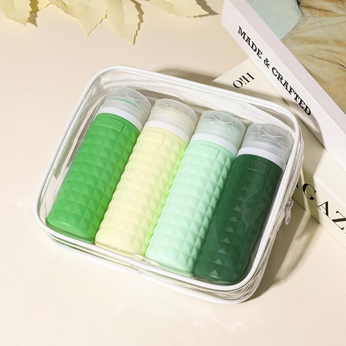 Travel Bottles for Toiletries, TSA Approved Travel Size Containers, Leak Proof Silicone Shampoo Bottles, Small Toiletry Containers with Clear Bag for Shampoo Conditioner Lotion