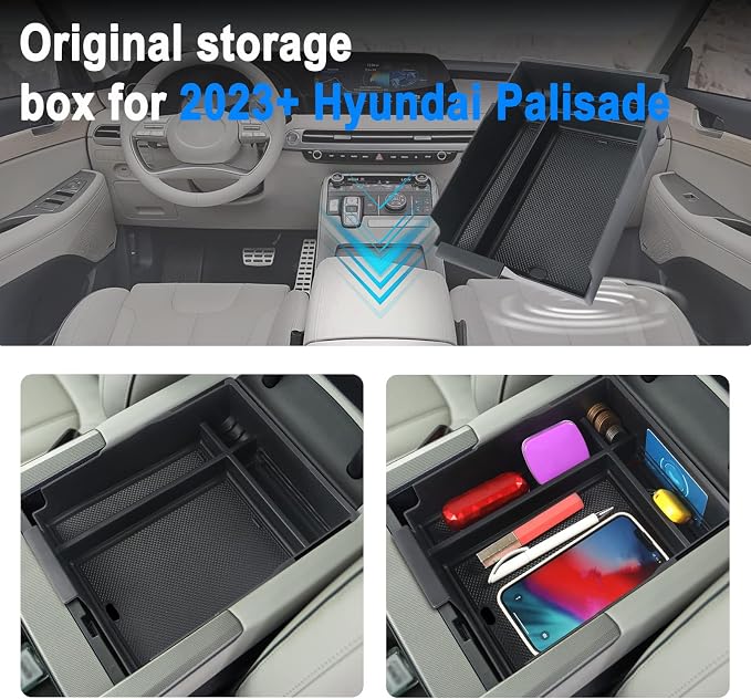 SHAOHAO for 2024 2025 Hyundai Palisade Center Console Organizer Tray for 2023 2024 2025 Hyundai Palisade Accessories SE SEL XRT Limited Calligraphy Armrest Storage Box Insert Tray Palisade 2024 2025