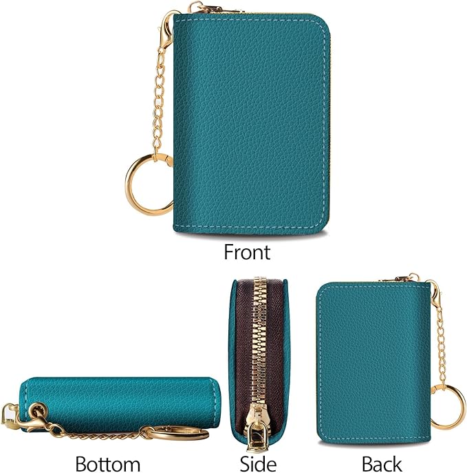 Credit Card Holder RFID Wallet, Small Card Holder Wallet for Women with Keychain Zipper, Funny Leather Print Credit Card Wallets Accordion Gift